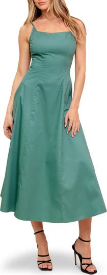 Solid Cotton A-Line Midi Sundress