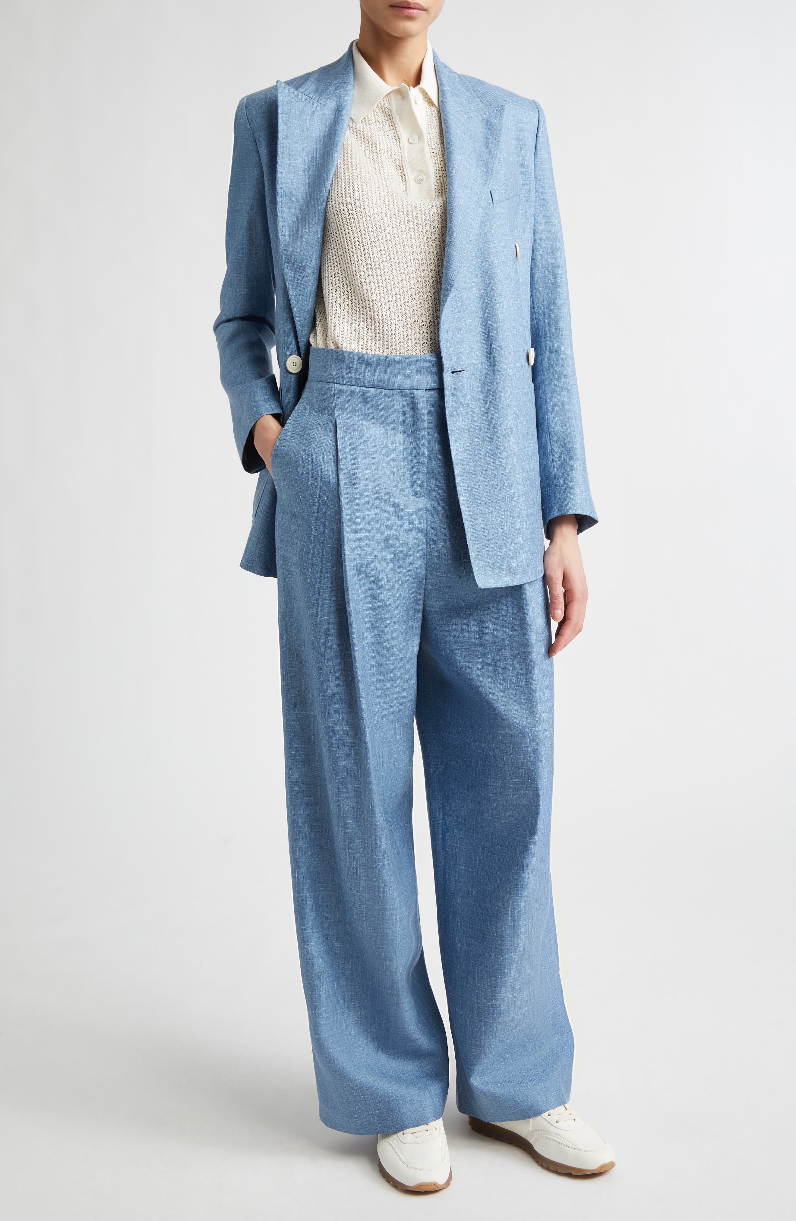 Wool, Silk & Linen Straight Leg Pants - image 2