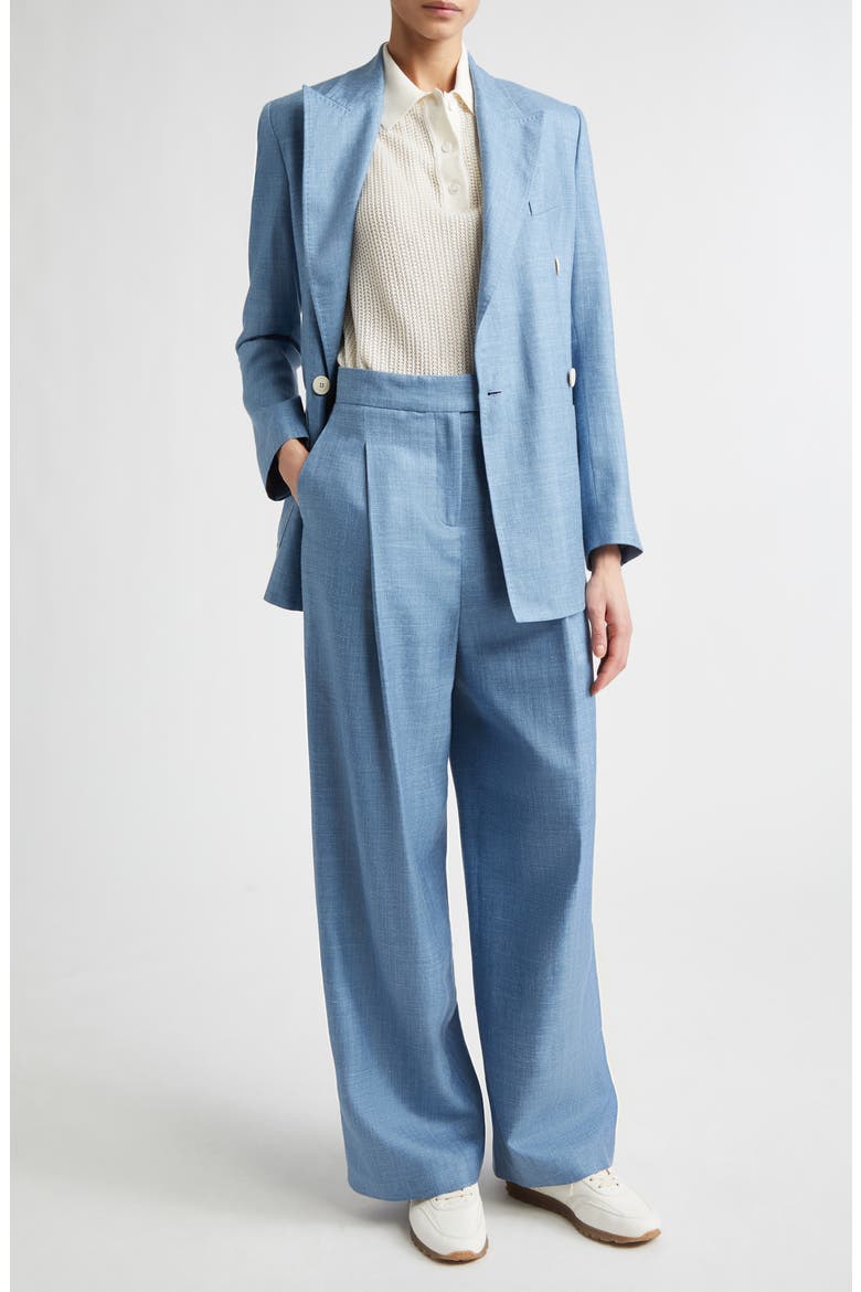 Wool, Silk & Linen Straight Leg Pants, Alternate, color, 130 SKY BLUE