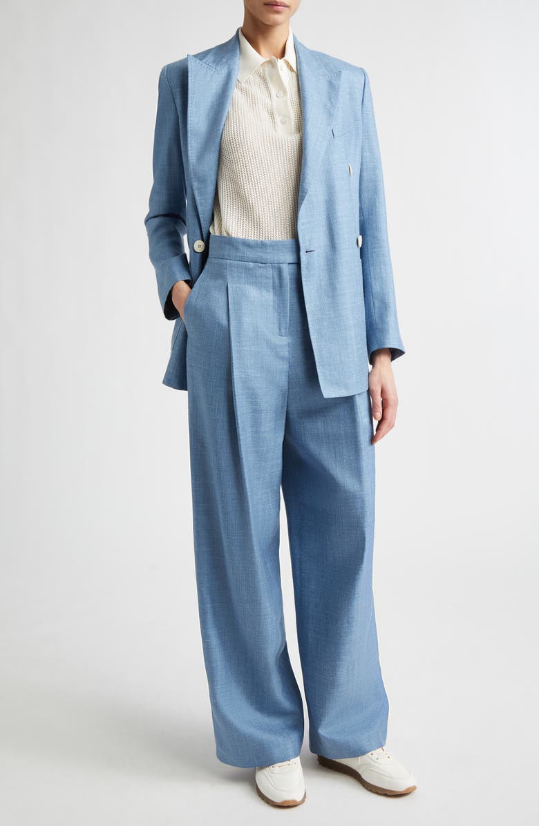 Eleventy Wool, Silk & Linen Straight Leg Pants, Alternate, color, 130 Sky Blue