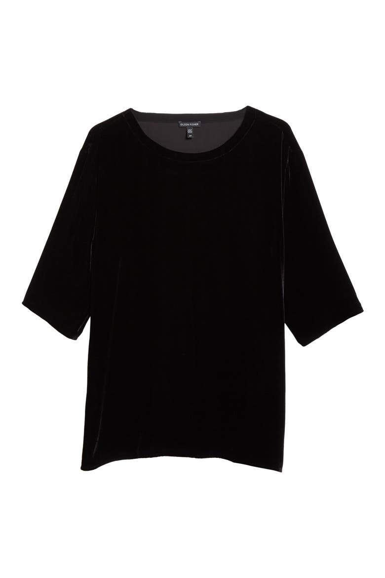 Ballet Neck Boxy Top, Alternate, color, BLACK