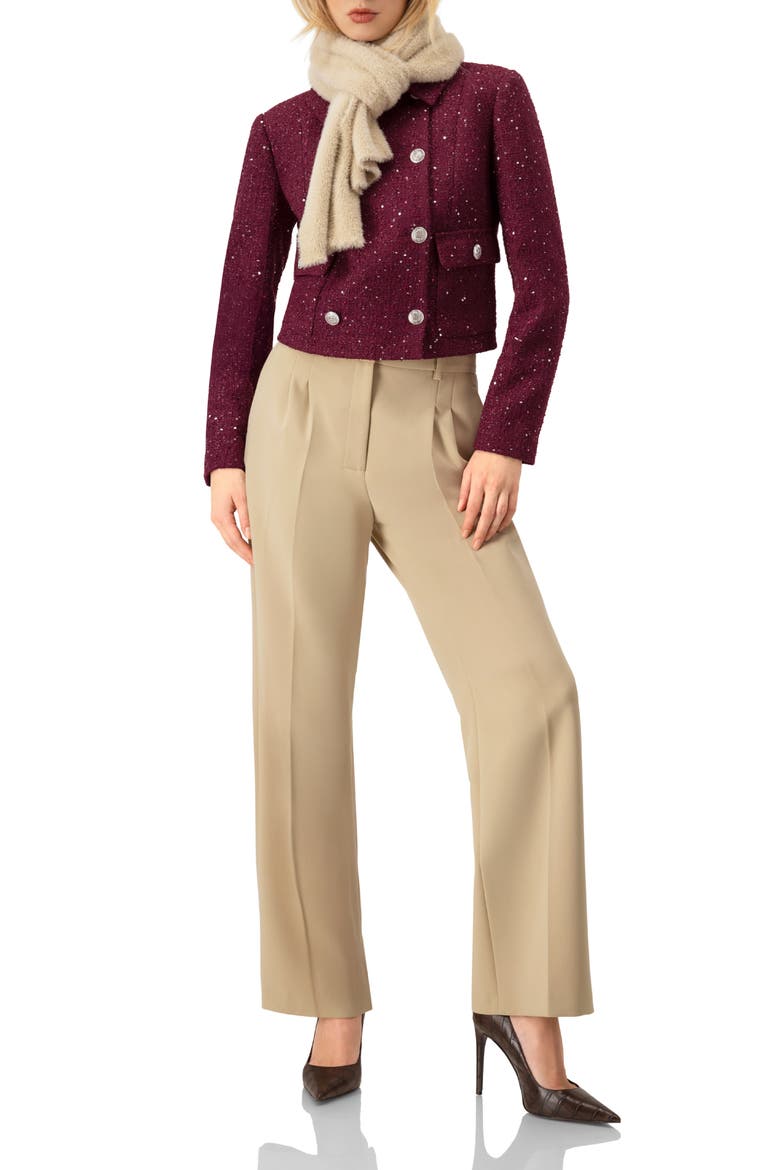 Double-Breasted Short Jacket, Alternate, color, Wine