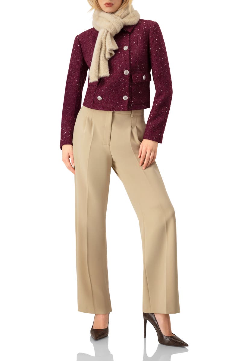 IVONNE Double-Breasted Short Jacket, Alternate, color, Wine