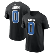 Nike Men's Nike Jahmyr Gibbs Black Detroit Lions Carbon Name & Number T-Shirt