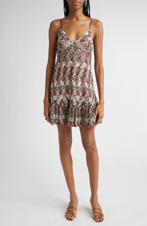 Missoni Knit Metallic Lace Minidress In Brown