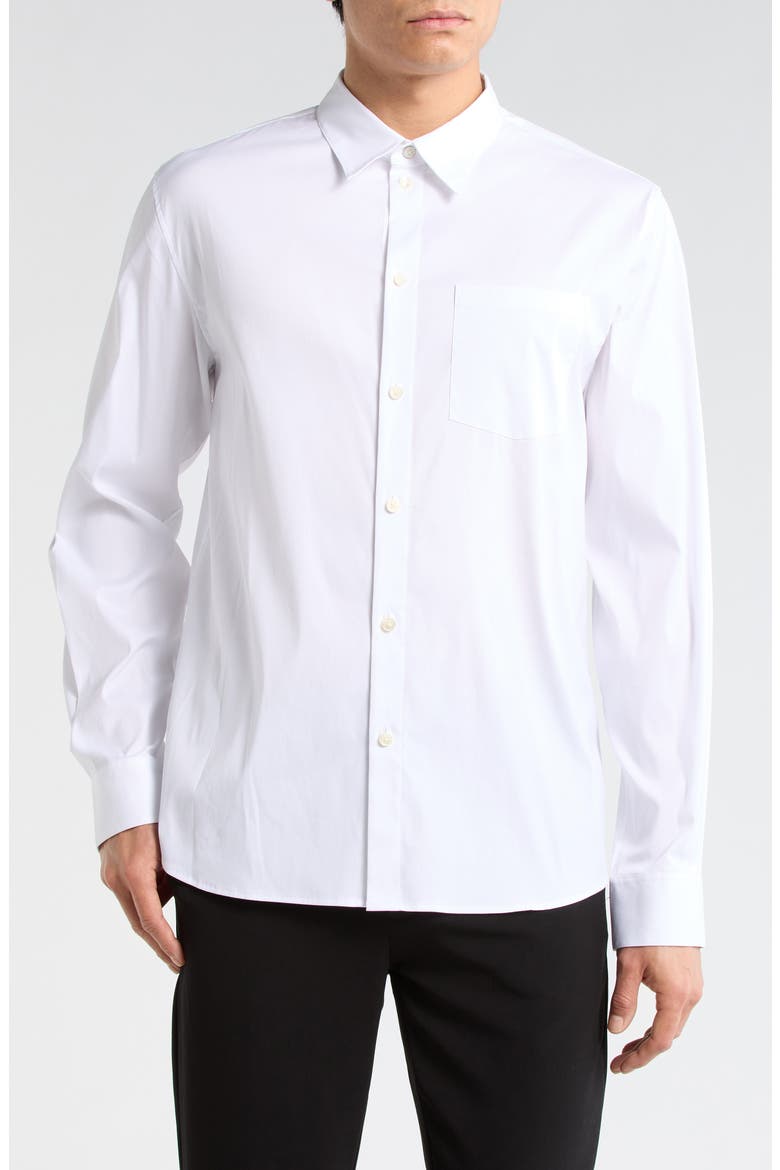 Solid Stretch Button-Up Shirt, Main, color, WHITE