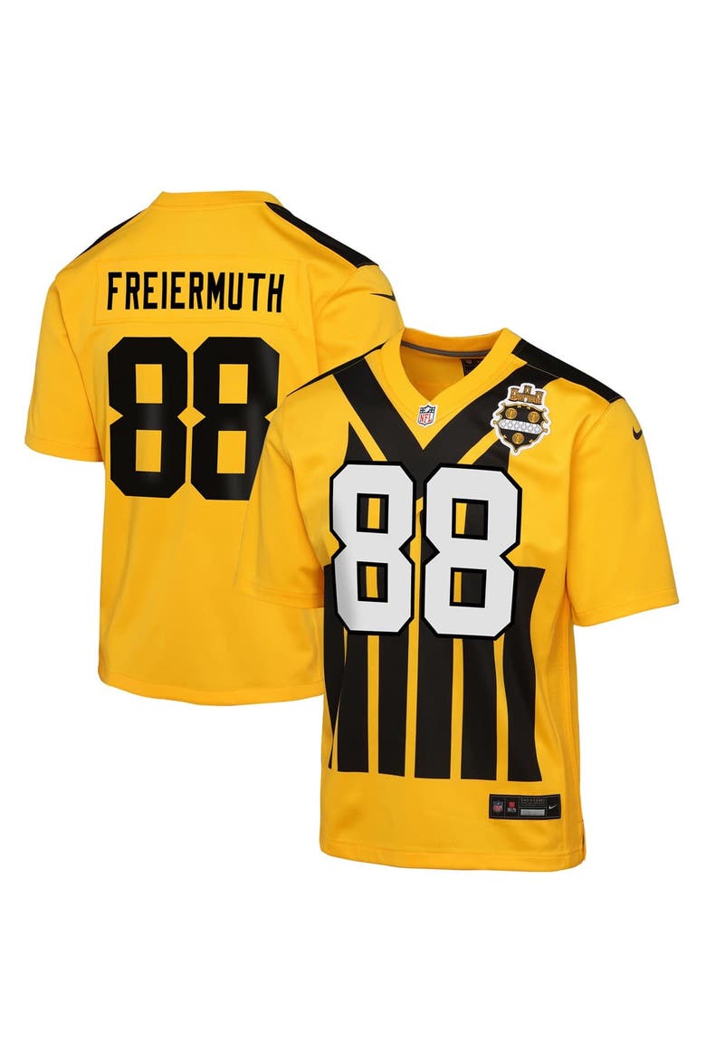 Youth Nike Pat Freiermuth Gold Pittsburgh Steelers Alternate 1933 Throwback Game Jersey, Main, color, Gold