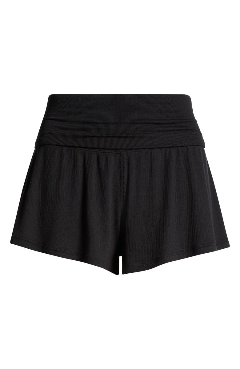 Lunya Rib Foldover Waist Pajama Shorts, Alternate, color, Immersed Black