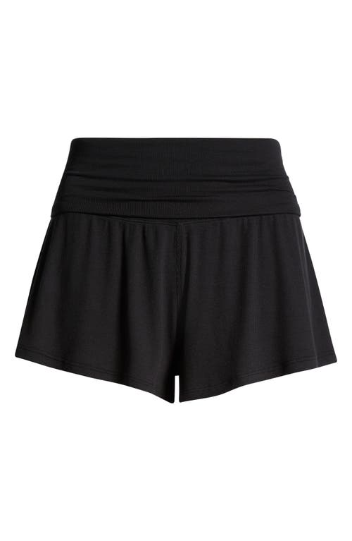 Lunya Rib Foldover Waist Pajama Shorts In Black