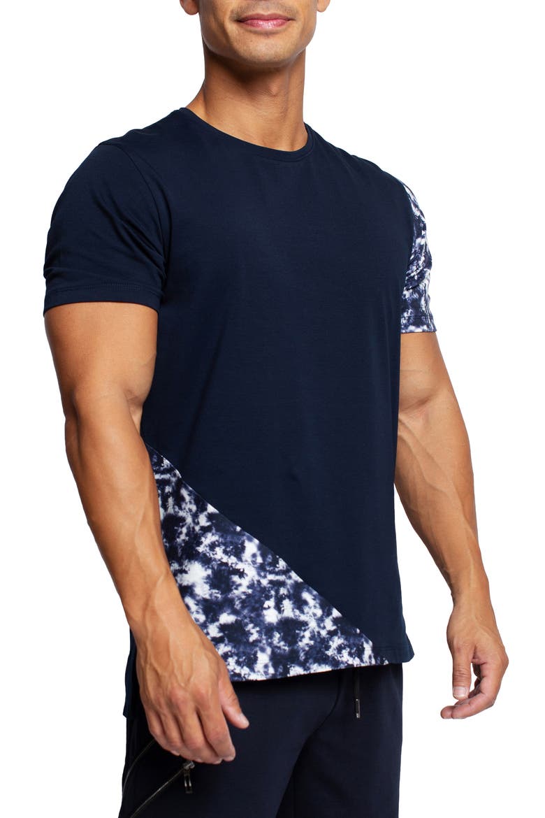 Panel Tie Dye Blue T-Shirt, Alternate, color, BLUE