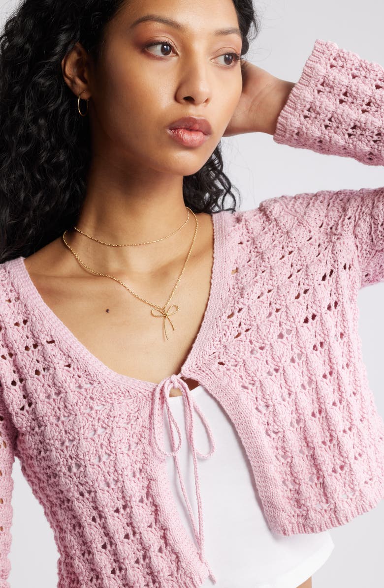 BP. Fly Away Open Stitch Cardigan, Alternate, color, Pink Cameo