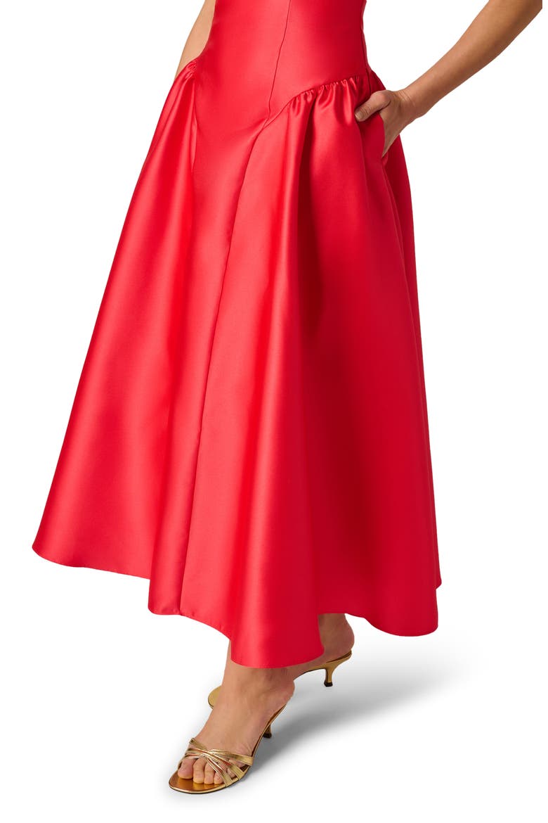 Shirred Mikado Cocktail Dress, Alternate, color, PERSIMMON