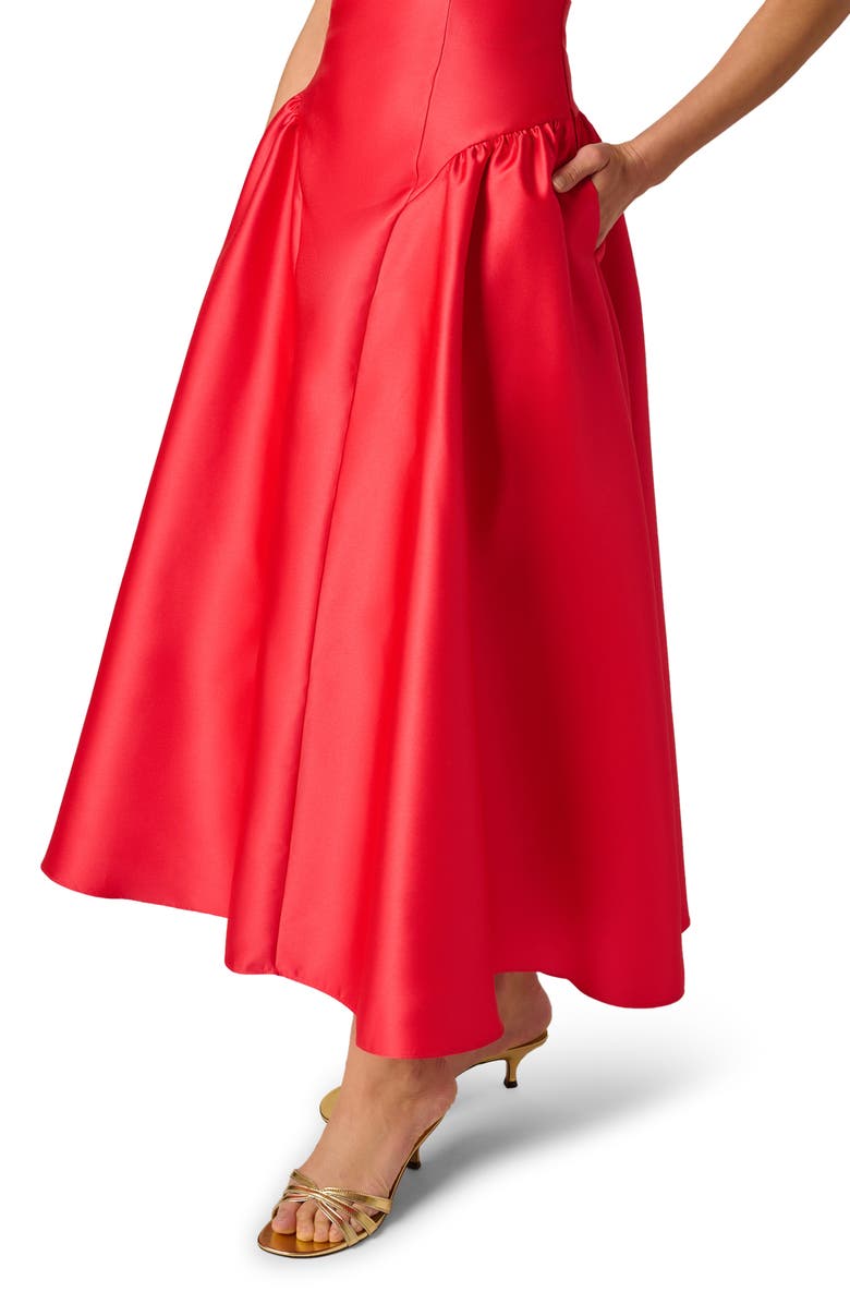 Adrianna Papell Shirred Mikado Cocktail Dress, Alternate, color, Persimmon