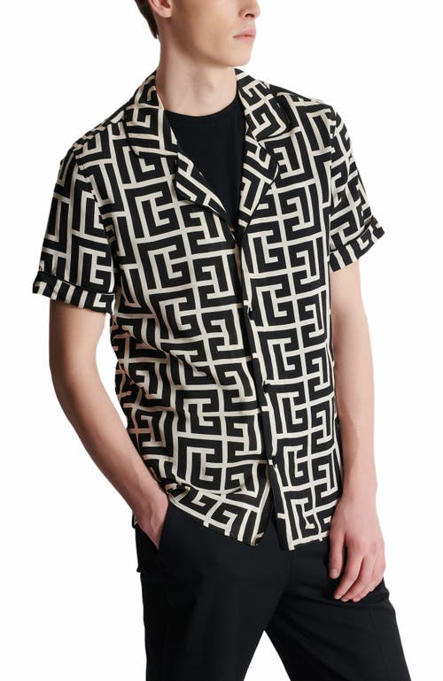 Balmain Pyjama Shirt With Monogrammed Print In Black