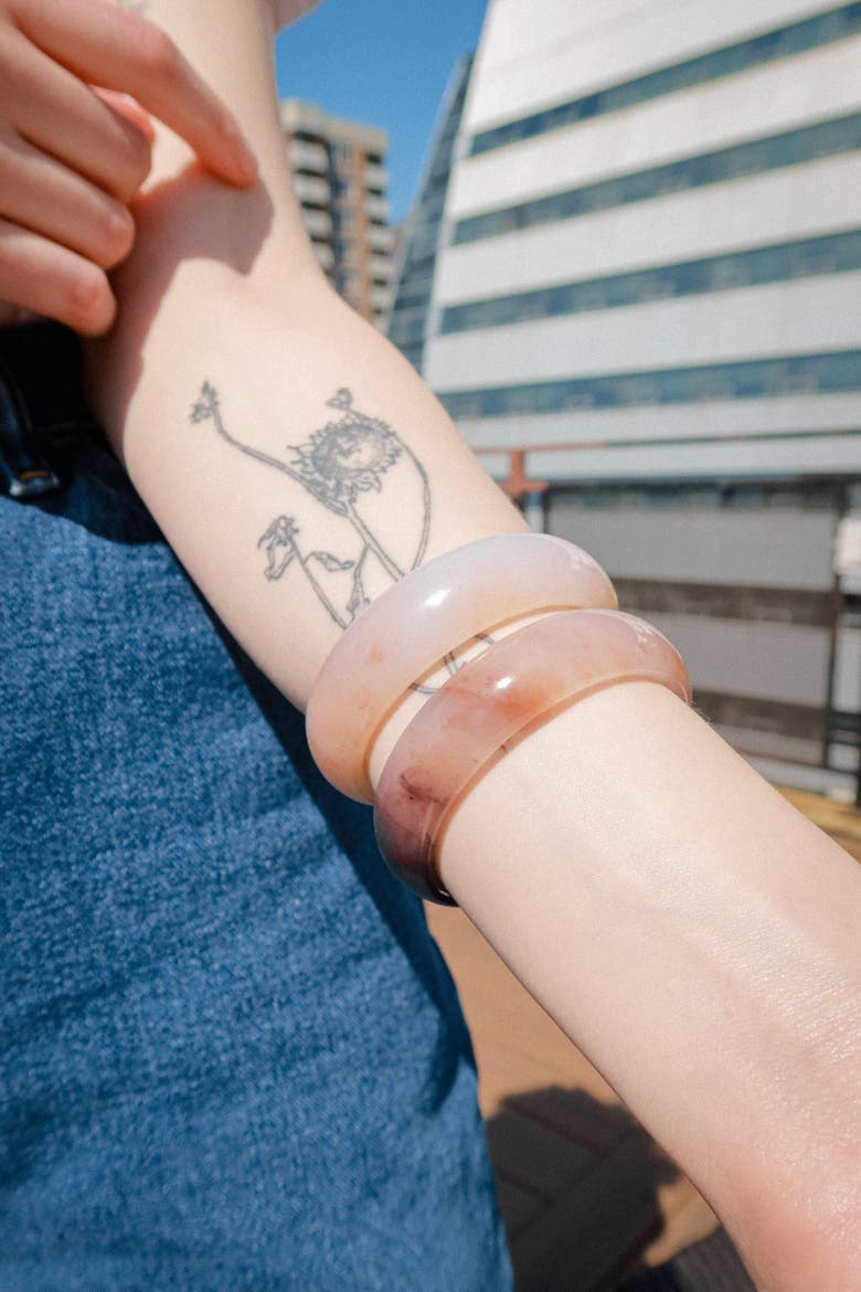 Playground Marble Jade Stone Bangle, Alternate, color, Sand