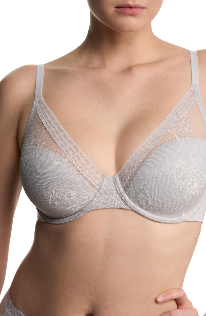 Natori Love Lace Full Coverage Plunge T-Shirt Bra, Alternate, color, Mink/Warm White