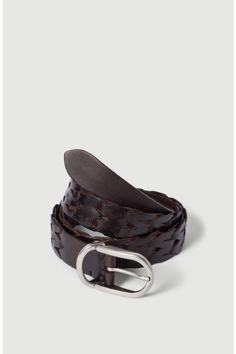 Braided leather belt, Alternate, color, Rust Brown