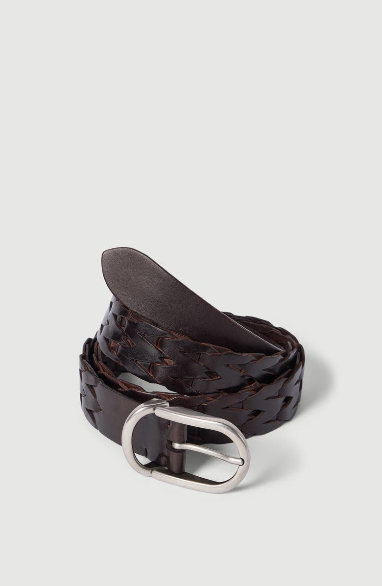 Brunello Cucinelli Braided leather belt, Alternate, color, Rust Brown