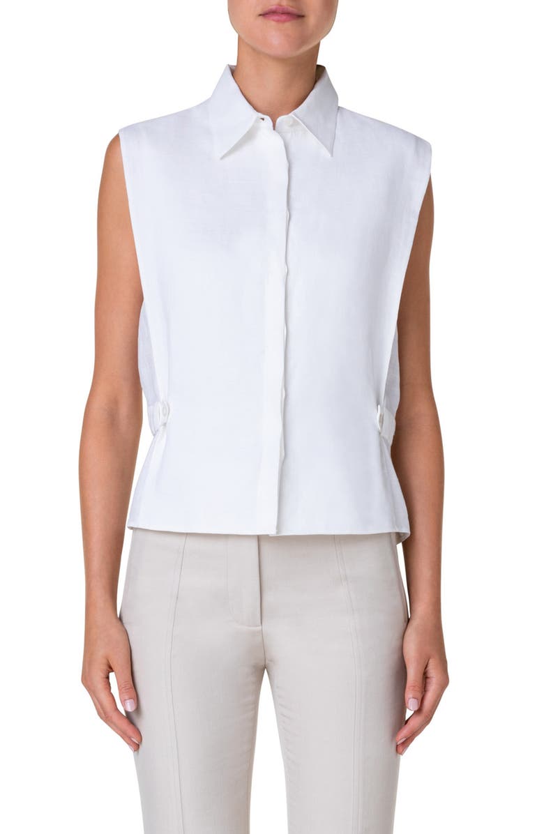 Akris Sleeveless Linen Voile Blouse, Main, color, 