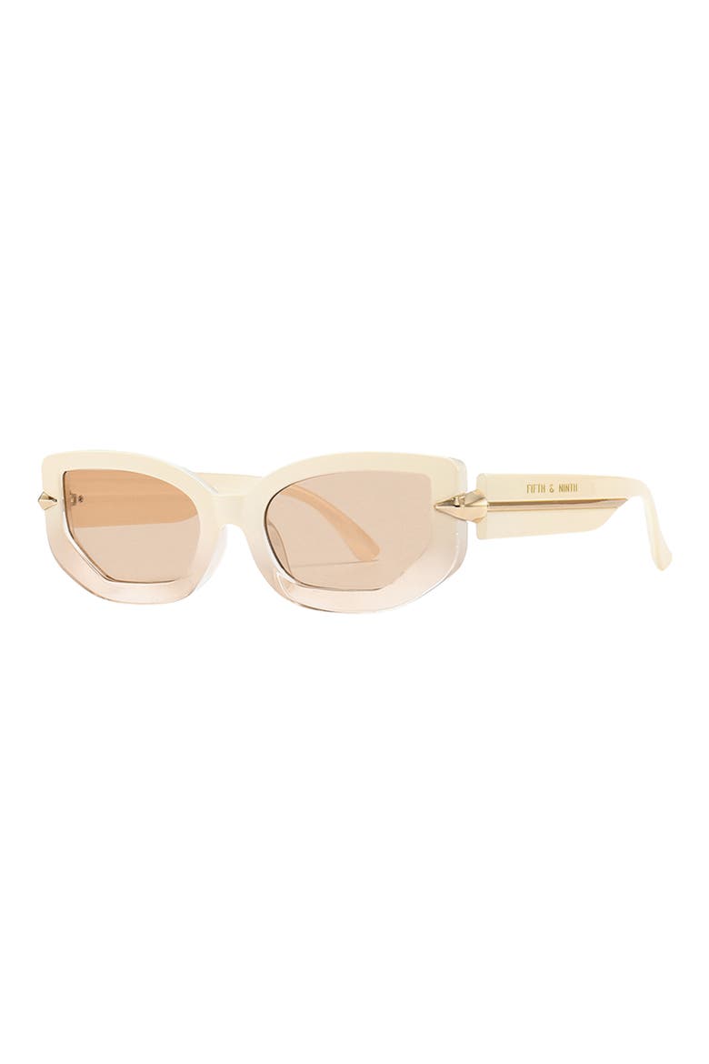 Elle 58mm Polarized Geometric Sunglasses, Alternate, color, CREAM