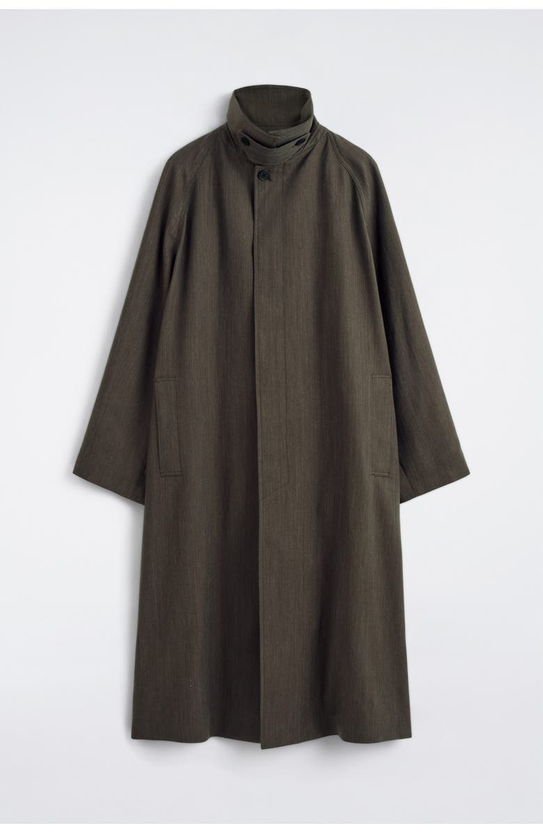 COS Lightweight Cotton-herringbone Trench Coat, Alternate, color, Brown Mélange