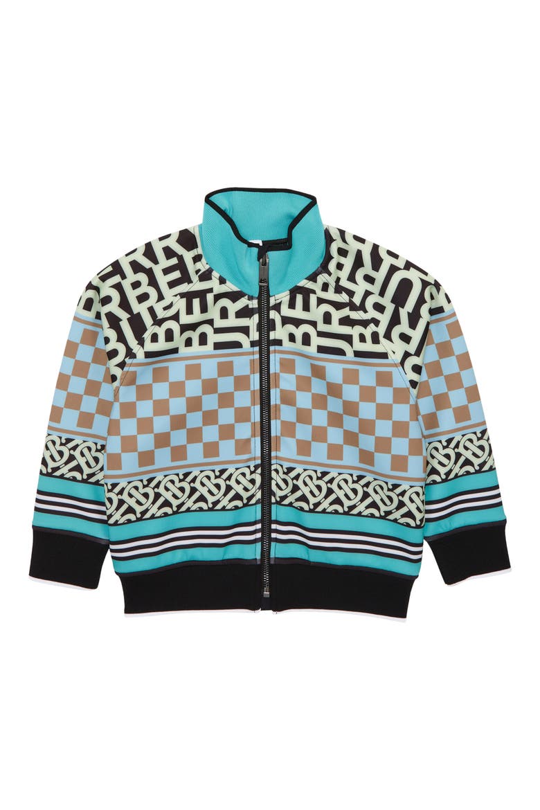 Kids' Martie Print Track Jacket, Main, color, JADE BLUE IP PATT