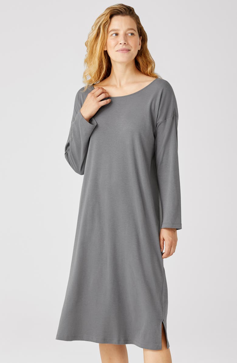 EILEEN FISHER SLEEP wear Wide Neck Organic Cotton Nightgown, Alternate, color,