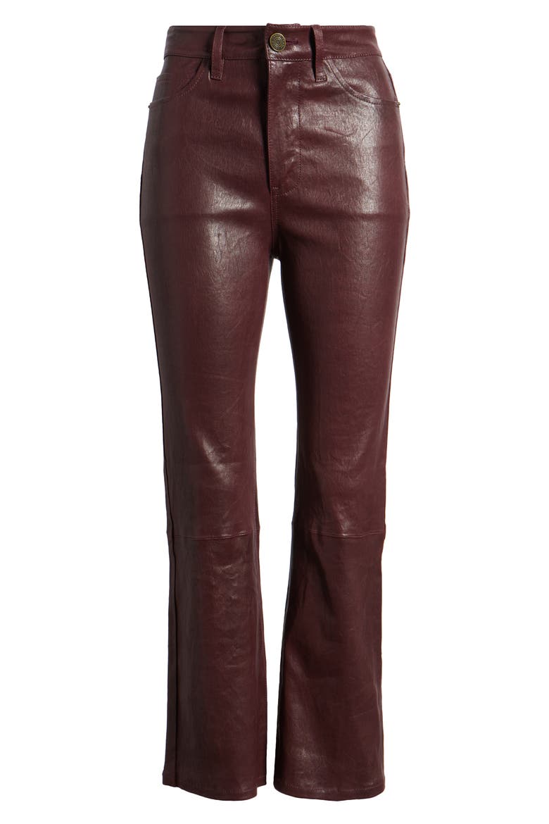 Le Crop Bootcut Leather Pants, Alternate, color, WINE