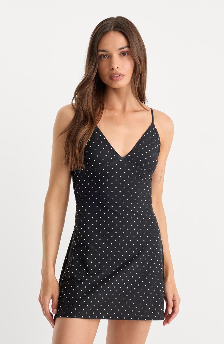 Good American The Weightless Sculpting Minidress, Alternate, color, Mini Dot Black