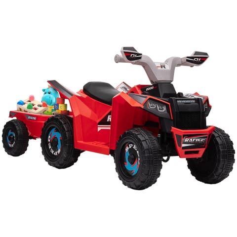 6V Kids ATV Quad with Back Trailer, Forward/Backward Function