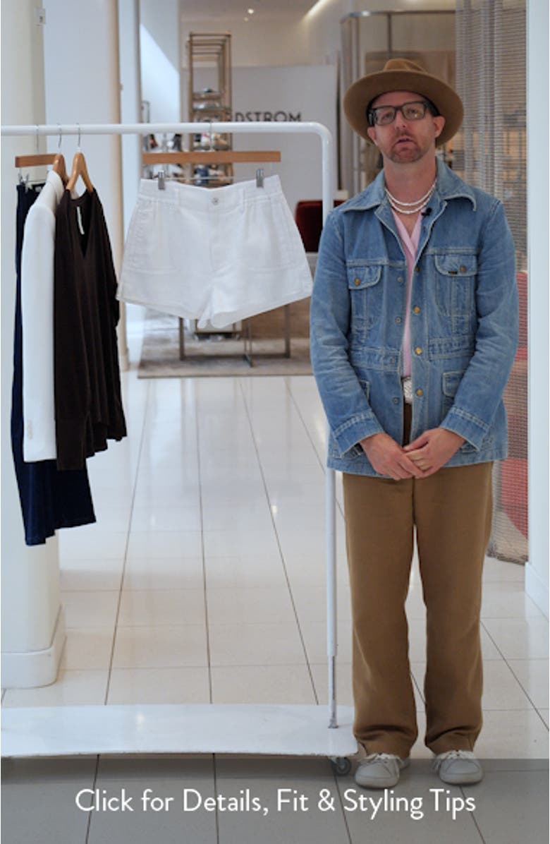 The Arlo High Waist Textured Denim Shorts, sales video thumbnail