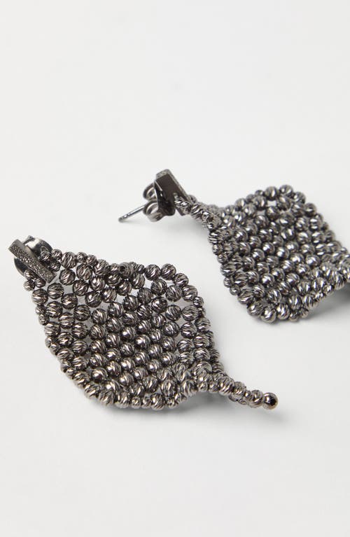 Brunello Cucinelli Sculptured Silver Earrings In Lignite Grey