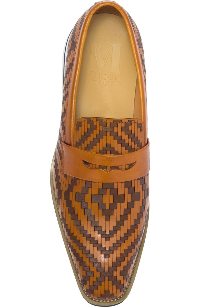 Maison Forte Marbella Woven Penny Loafer, Alternate, color, Cognac