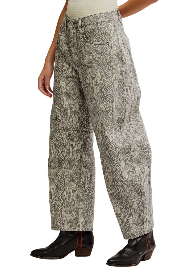 Print Barrel Leg Jeans, Alternate, color, SNAKE COMBO