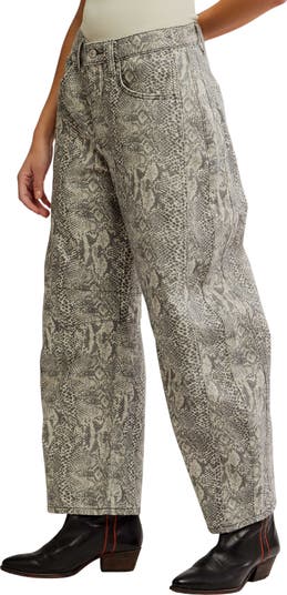 Leopard Print Barrel Leg Jeans