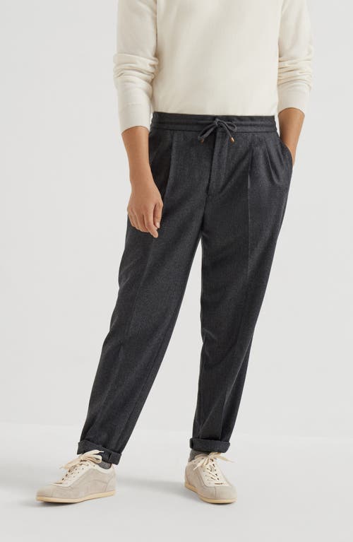 Brunello Cucinelli Grey Pinstriped Virgin Wool Trousers In Gray