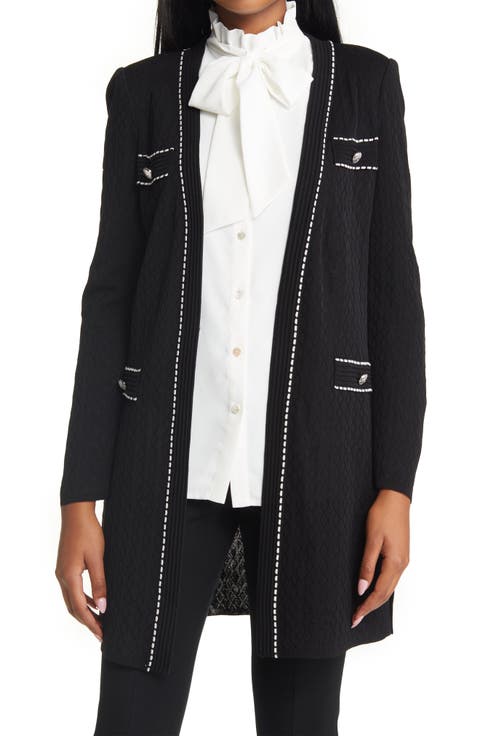 Pointelle Knit Duster Jacket