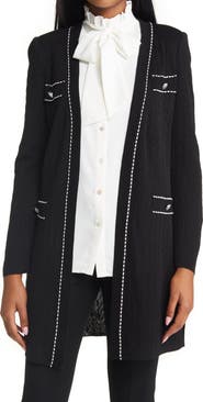Ming Wang Pointelle Knit Duster Jacket