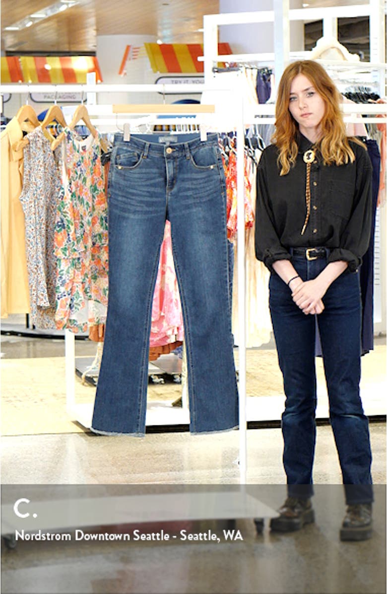 'Ab'Solution Frayed High Waist Bootcut Jeans, sales video thumbnail