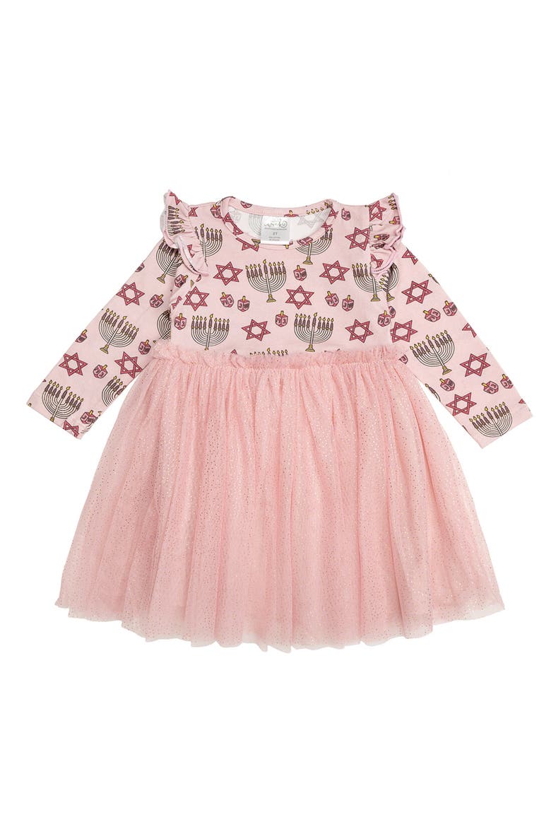 Hanukkah Long Sleeve Tutu Dress, Main, color, Blush