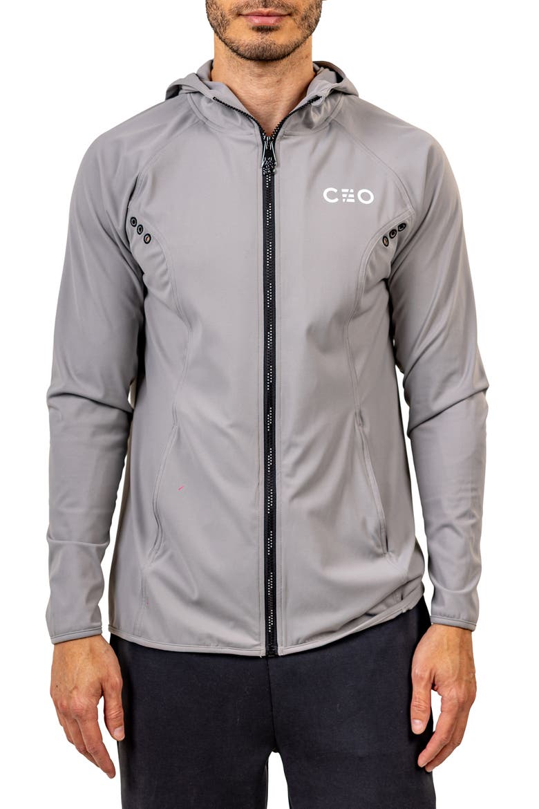 Athletic Full Zip Hoodie Sweater, Main, color, GREY