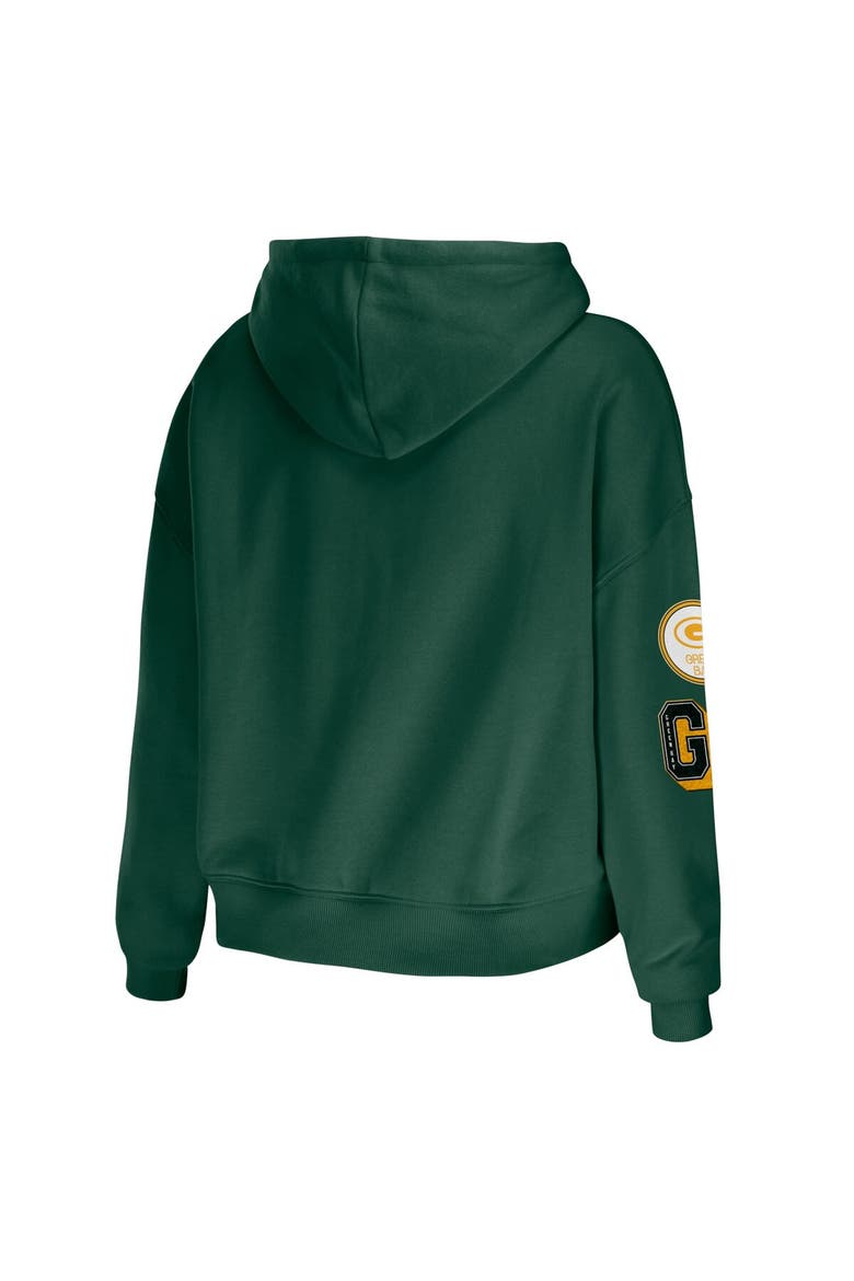 Women's WEAR by Erin Andrews Green Green Bay Packers Plus Size Modest Cropped Pullover Hoodie, Alternate, color, Green