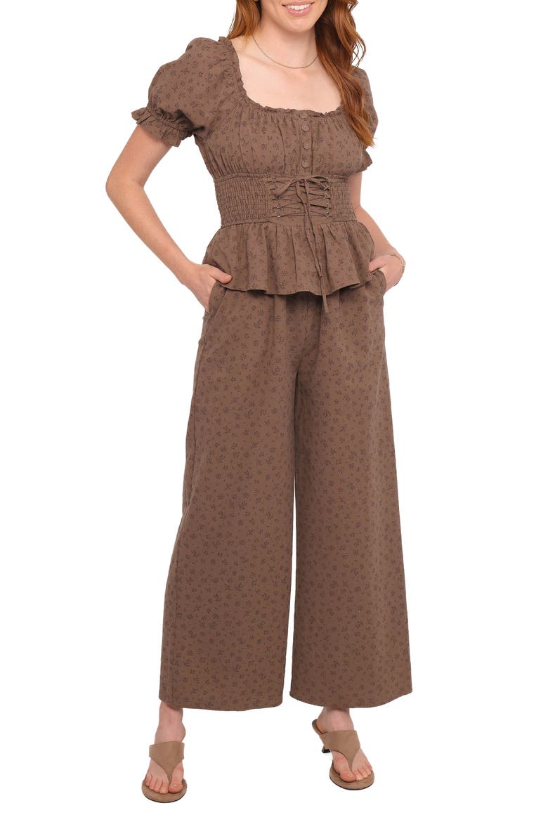 Bridget Floral Cotton Jumpsuit, Main, color, TAUPE PURPLE FLORAL