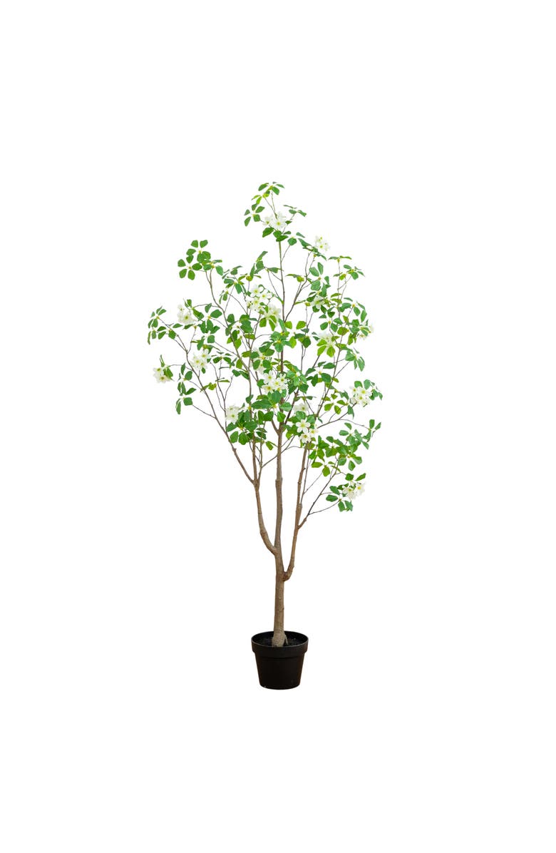 NEARLY NATURAL 5-ft Artificial Dogwood Tree, Main, color, Green