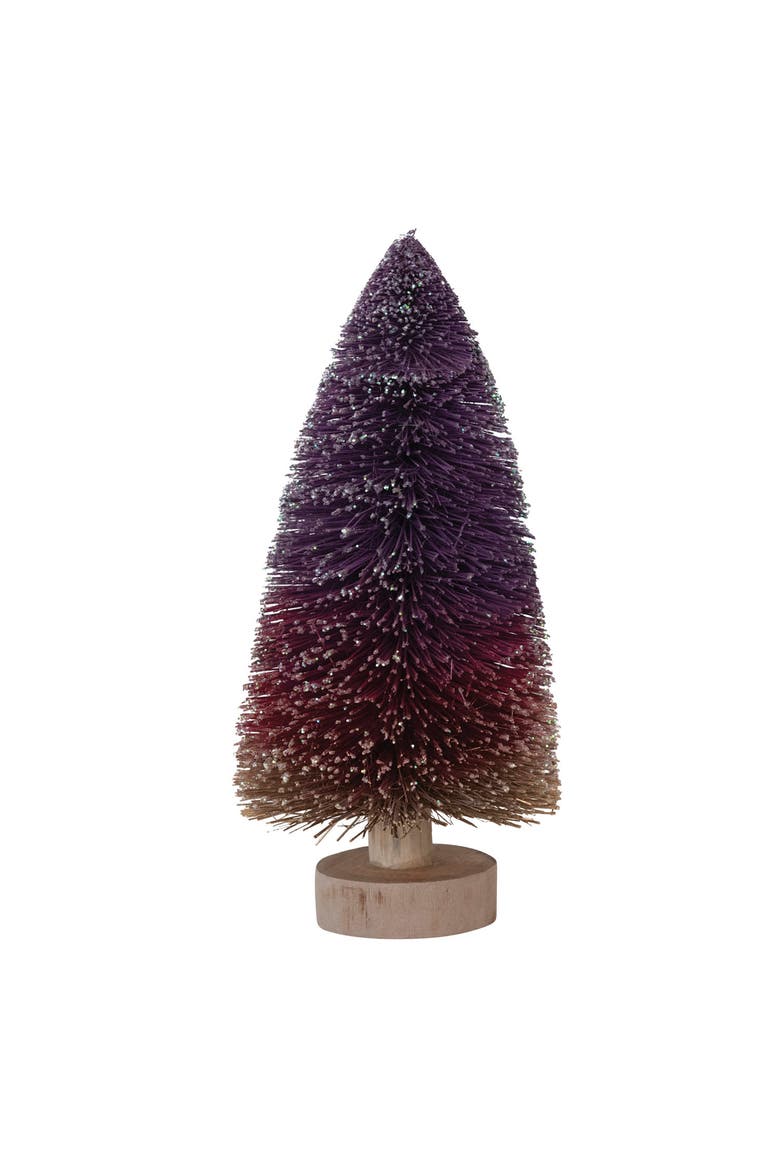 Bottle Brush Tree with Wood Base & Glitter, Purple Ombre, Main, color, Purple