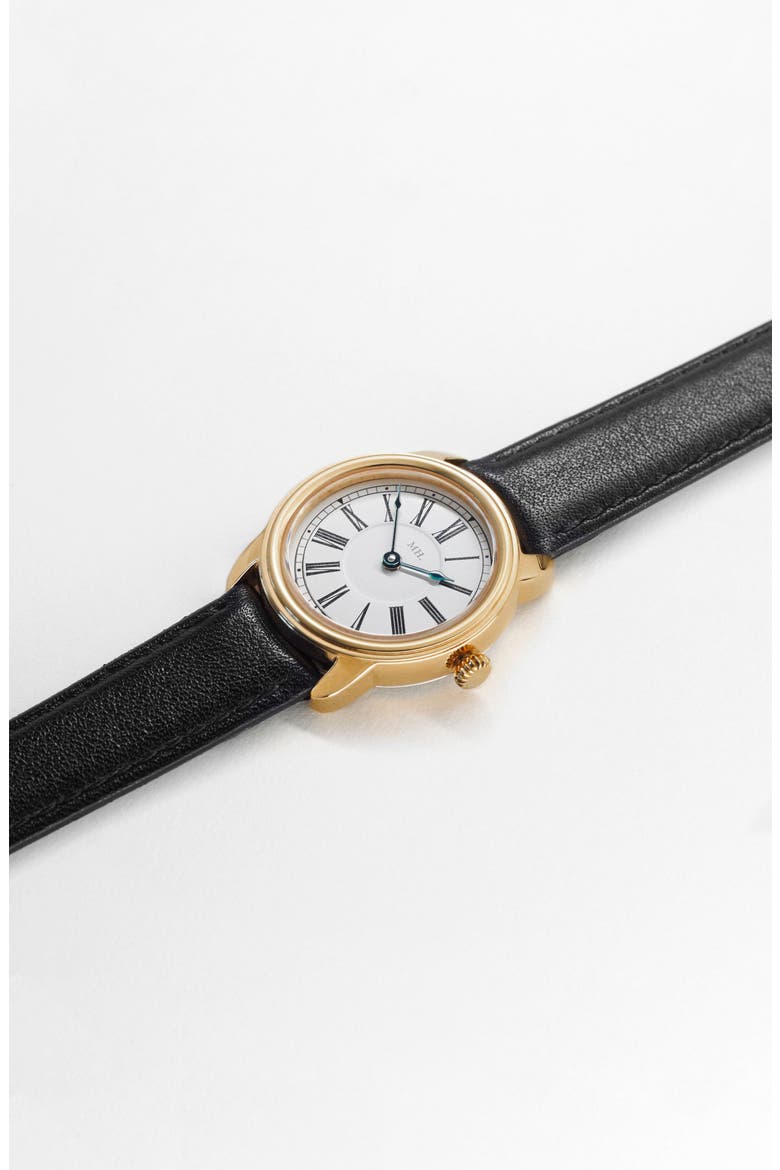 The Harriet Petite Vintage Watch, Alternate, color, Gold Watch - Black Strap