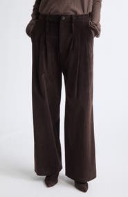Jamie Haller Triple Pleat Wide Leg Corduroy Trousers