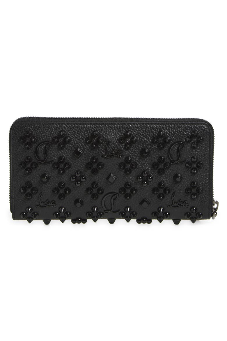 Panettone Spiked Calfskin Wallet, Alternate, color, BLACK/ ULTRABLACK