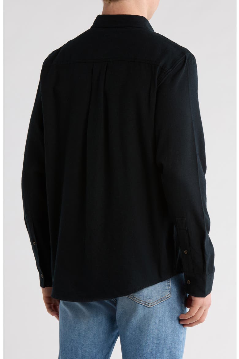 Long Sleeve Flannel Shirt, Alternate, color, BLACK CAVIAR