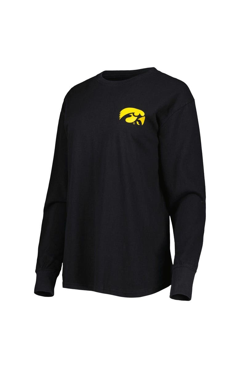 PRESSBOX Women's Pressbox Black Iowa Hawkeyes Valencia Plaid 2-Hit Long Sleeve T-Shirt, Alternate, color,